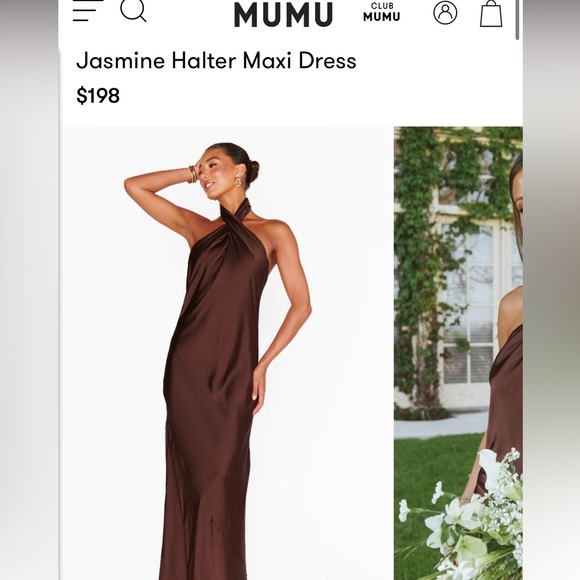 Show Me Your MuMu Chocolate jasmine Halter Maxi Dress - Picture 2 of 4